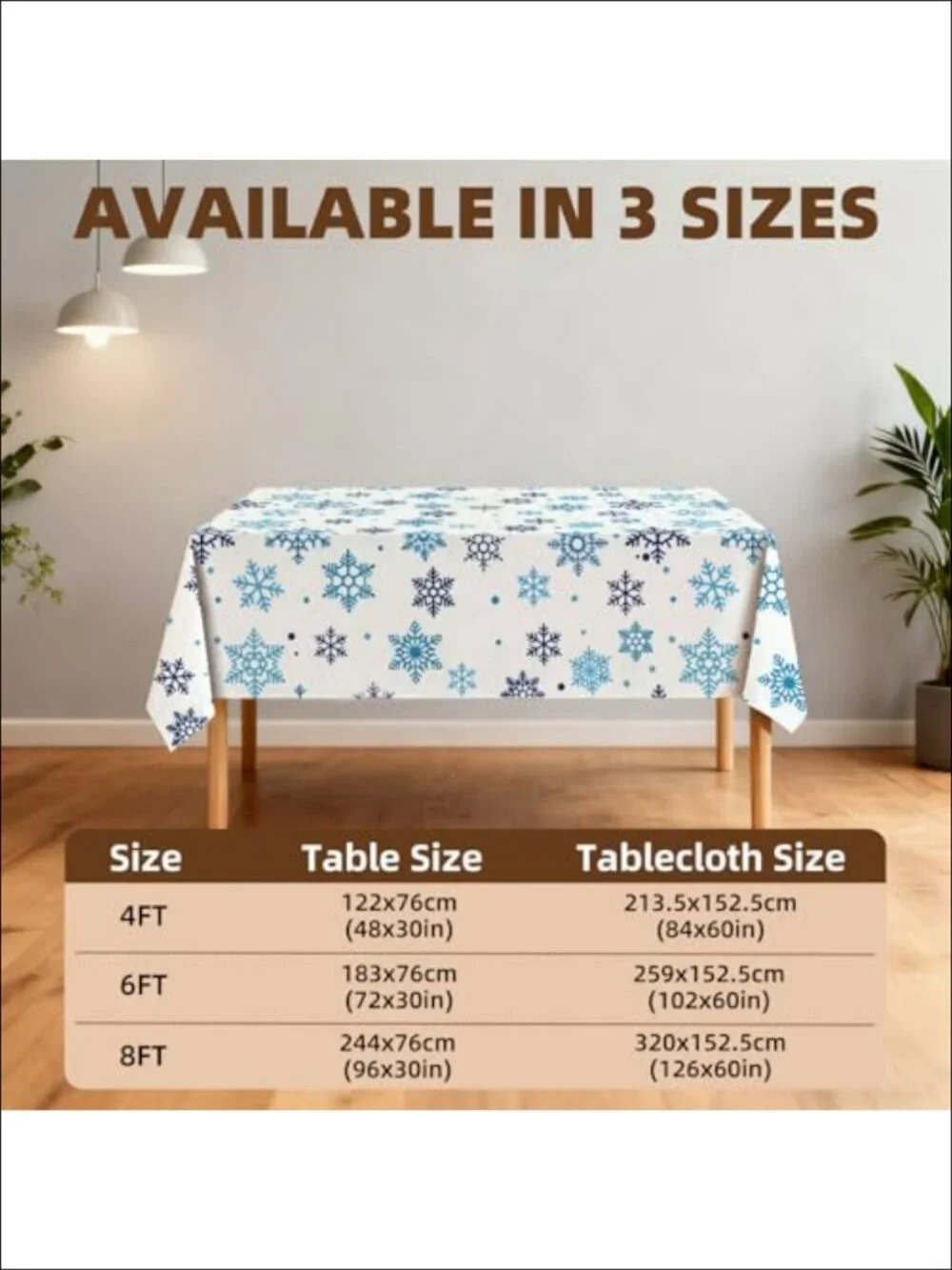 Waterproof Wipeable Tablecloth 126 x 60 Inch Reusable Fits 8-10 Guests